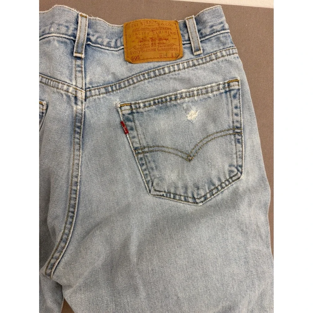 Levis‎ 505 Mens 34x32 Light Wash Straight Leg Regular Fit Vintage Denim Jeans